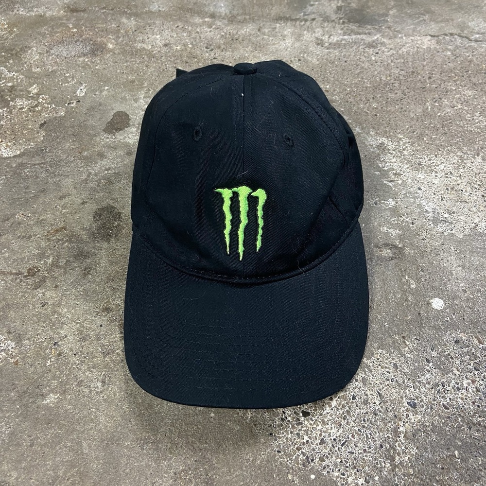Vintage Y2K Monster Energy Cap Strap Back Adjustable Black Energy Drink Graphic